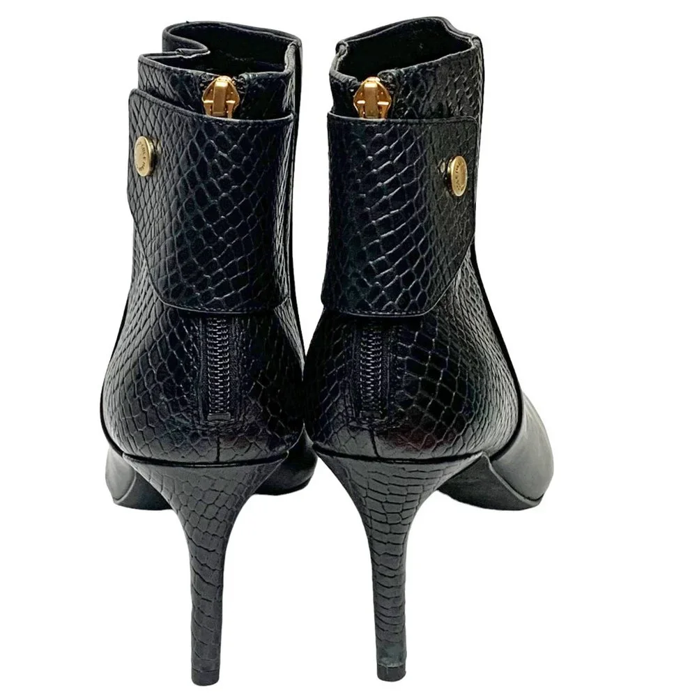Cole‎ Haan Grand.Os Claremont Black and Smooth Embossed Leather Booties